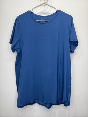 J. Jill Pima Cotton Blue Short-Sleeve Crew Neck Tee